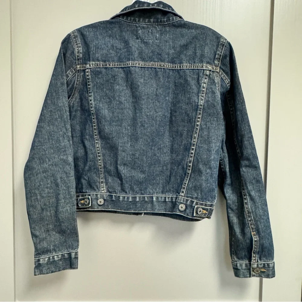 AEO American Eagle Outfitters Cropped Denim‎ Jean Jacket Medium Dark Wash Sz M